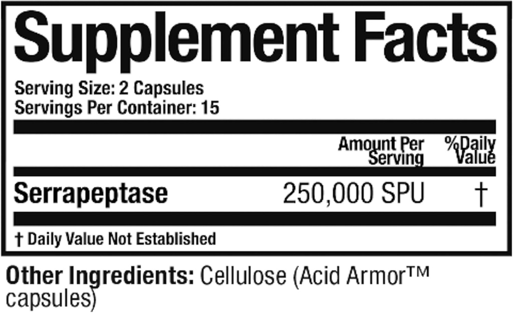 Arthur Andrew Medical, Serretia, Serrapeptase Formula for Muscle and Sinus Support, 30 Capsules 3
