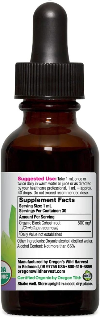 Oregon's Wild Harvest 1:1 Organic Black Cohosh Extract, 1 Fluid Ounce 3