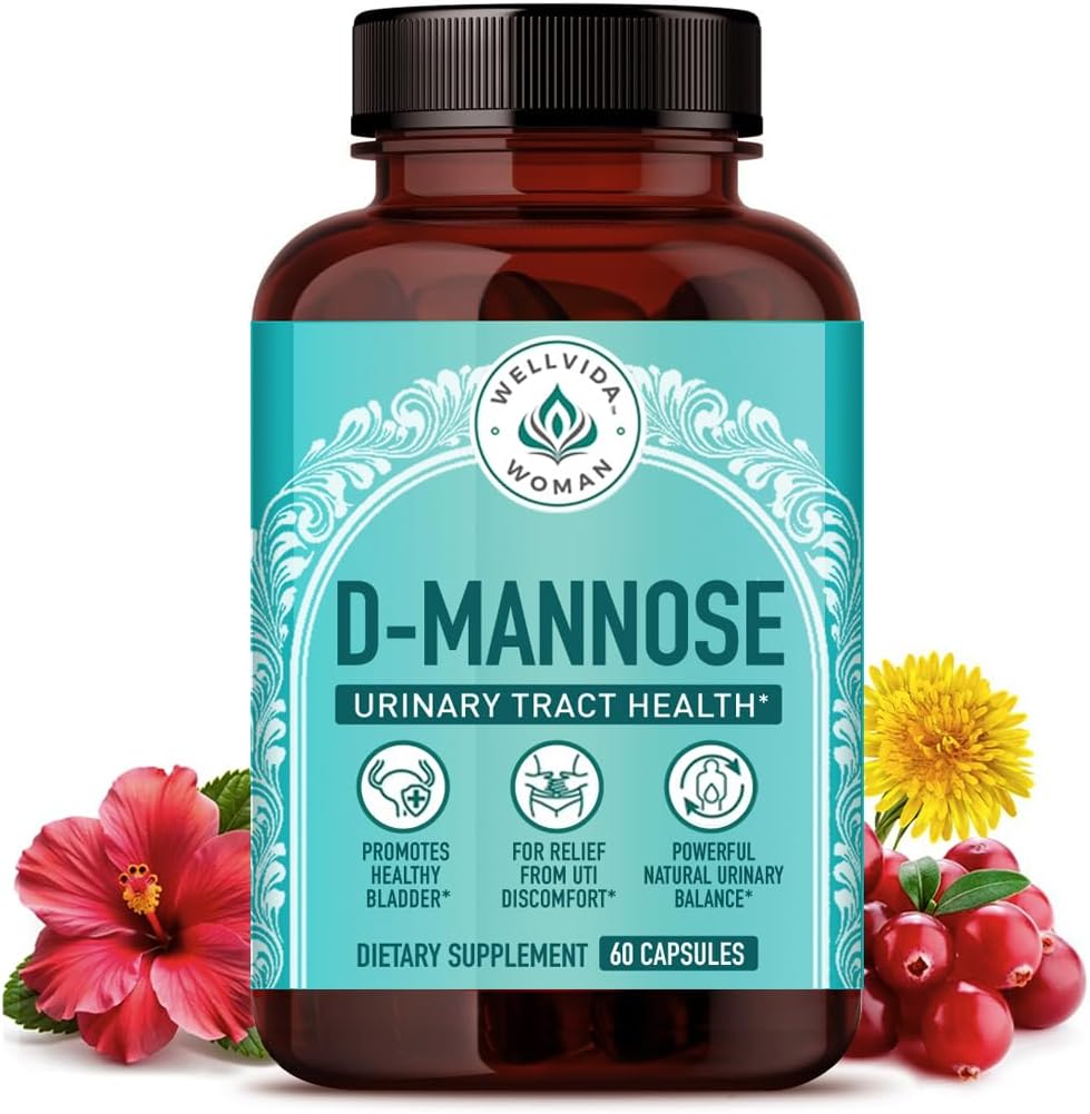 Natural D Mannose 1000mg Capsules | Antioxidant-Rich Cranberry Supplement with Hibiscus & Dandelion | 4-in-1 DMannose Pills for Urinary Tract Health for Women | Clear UTI Support | 30-Day Supply 2