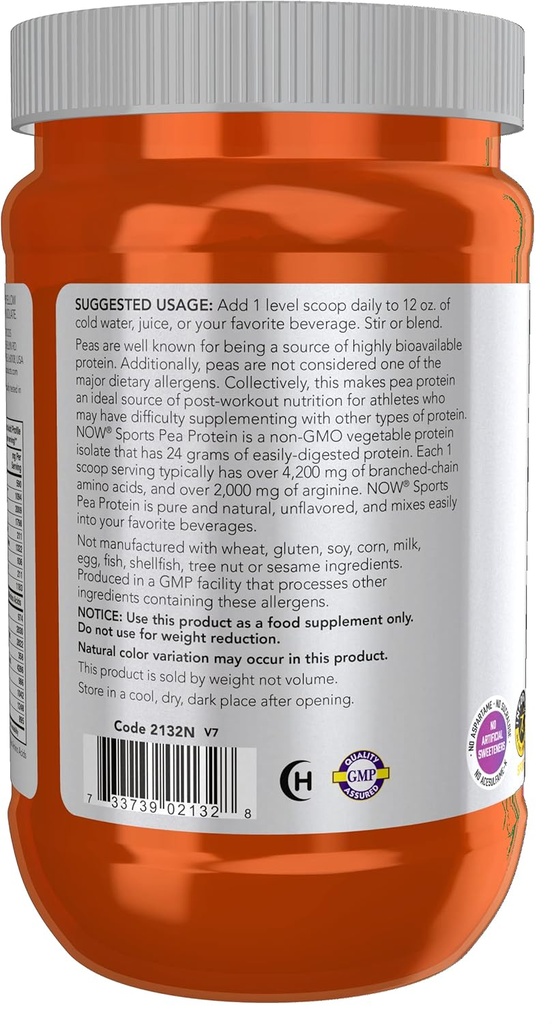 NOW Sports Nutrition, Pea Protein 24 g, Easily Digested, Unflavored Powder, 12-Ounce (Pack of 2) 4