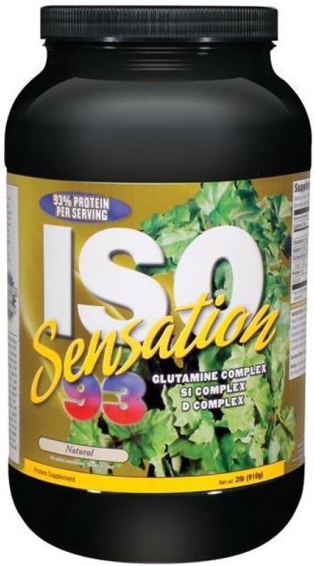 Ultimate Nutrition Iso Sensation 93 with Glutamine Complex Low Carb Whey Protein Isolate Powder – 30 Grams of Protein, Fat-Free, Keto Friendly, Natural, 2 Pounds 2