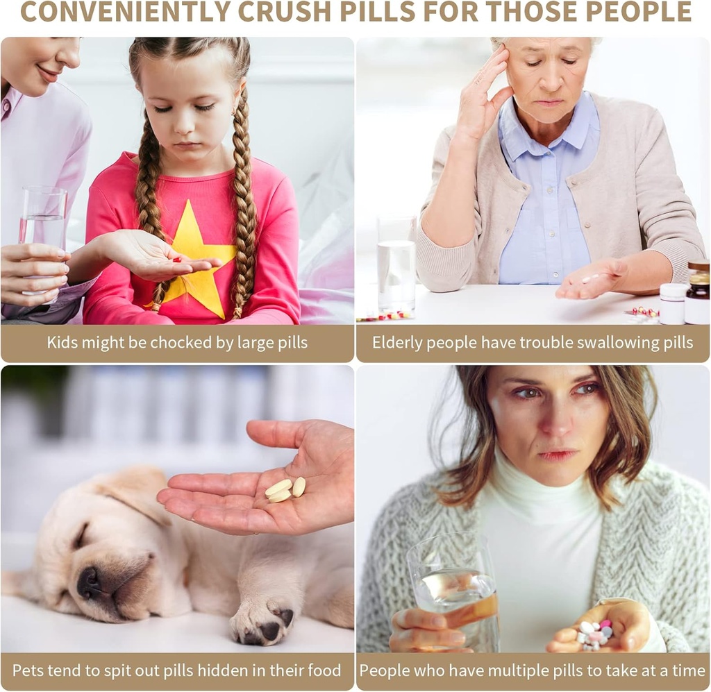 Cordless Electric Pill Crusher Grinder - Pill Cutters for Small or Large Pills and Vitamin Tablets to Fine Powder - Electronic Pill Pulverizer - Removable Grinding Cup for Easy Cleaning 6