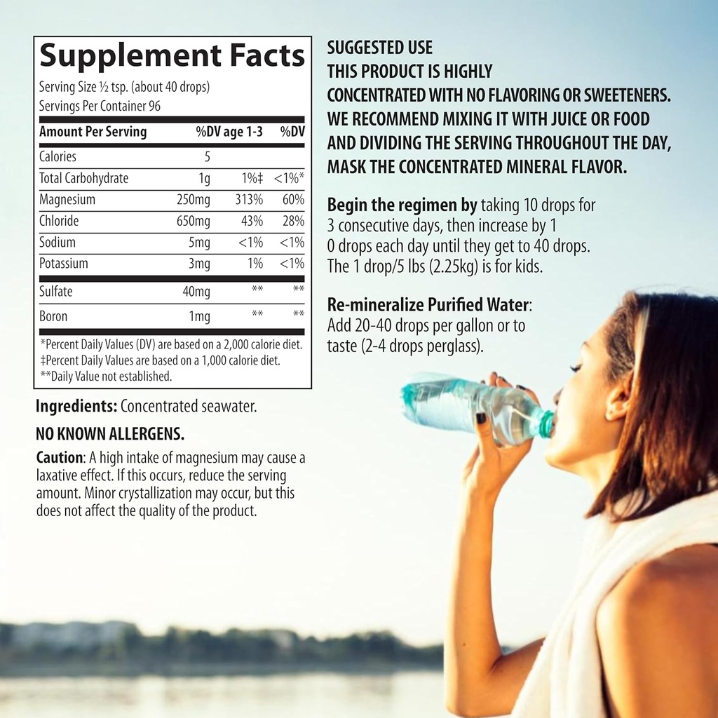 Liquid Mineral Drops - Trace Mineral Supplement | Full Spectrum Minerals | Ionic Liquid Magnesium, Chloride, Potassium | Low Sodium | Energy, Electrolytes | 288 Day Supply, 8 fl oz (Pack of 3) 5