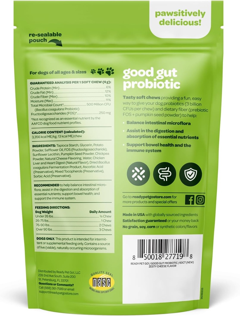 Probiotic Chews for Dogs Gut Health | Tasty Pre and Probiotics for Dogs Digestive Health with Pumpkin Dog Probiotics and Digestive Enzymes | NASC Certified & Made in The USA | 60 Chews 3