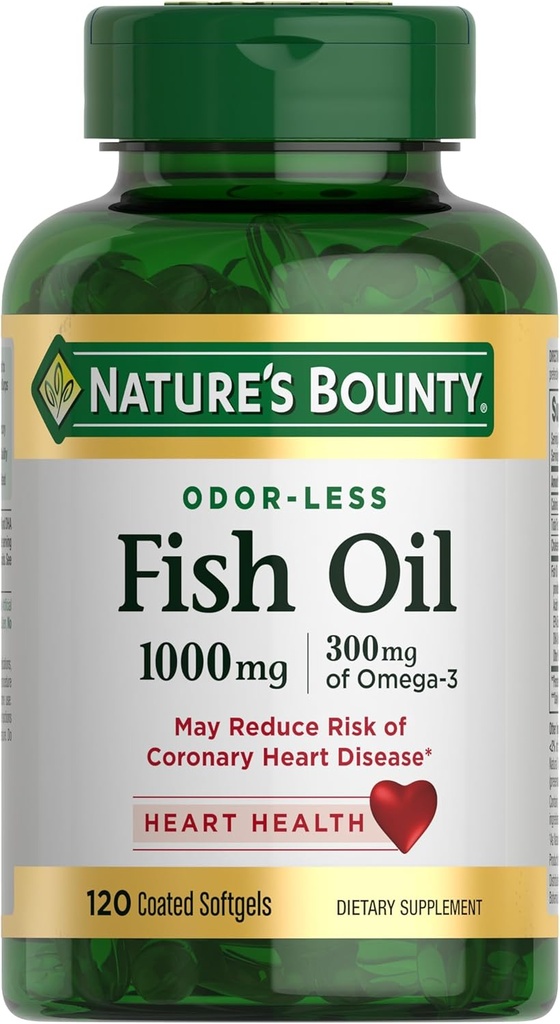 Nature's Bounty Fish Oil 1000 mg, Odorless, 120 Coated Softgels (Pack of 3) 5