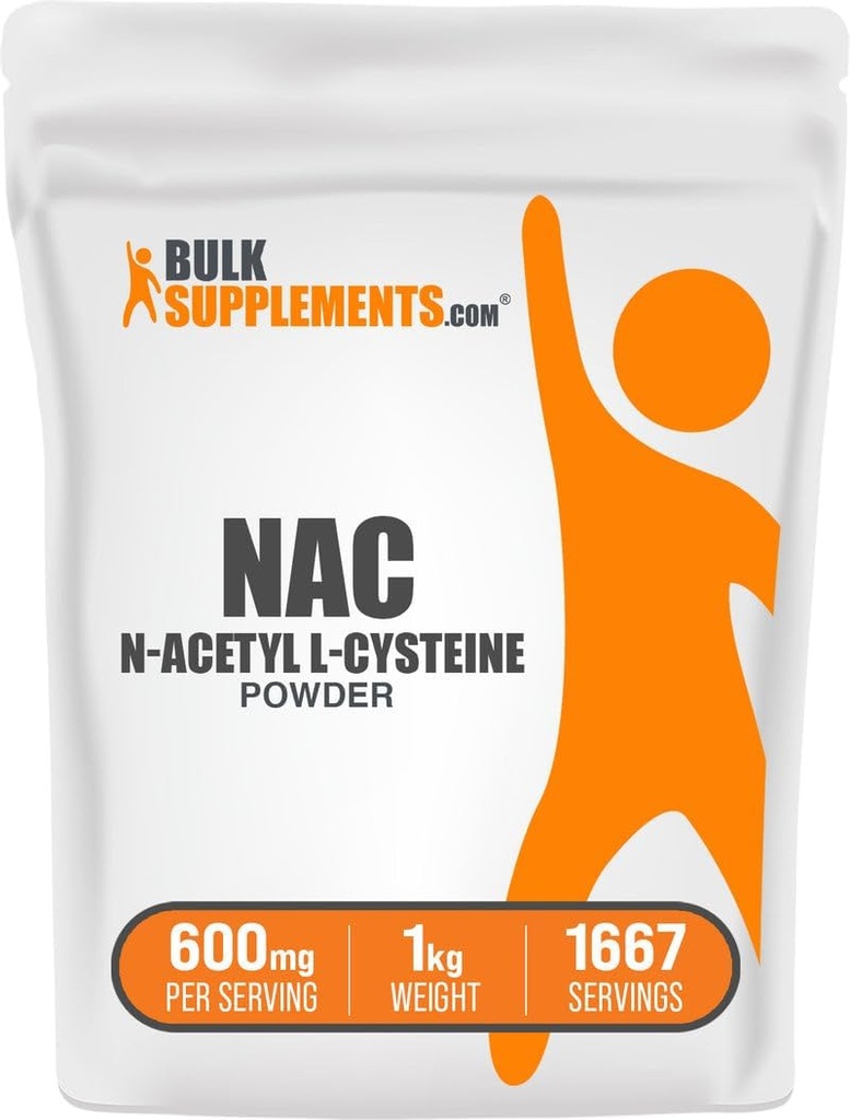 BulkSupplements.com NAC Powder - N-Acetyl Cysteine 600mg, NAC Supplement - Antioxidant Support, Gluten Free - 600mg per Serving, 1667 Servings, 1kg (2.2 lbs) (Pack of 1) 2