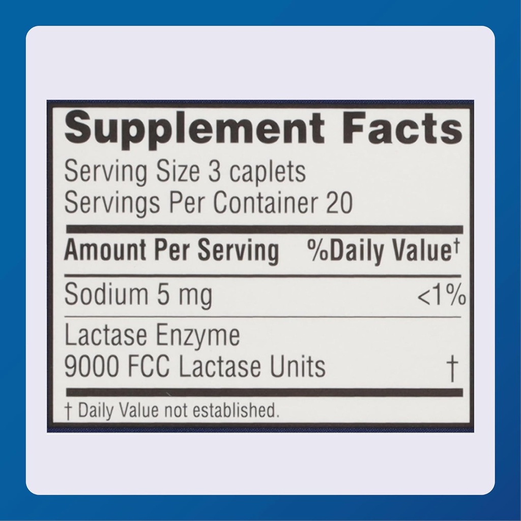 Dairy Aid Lactase Enzyme Caplets Generic for Lactaid Original 120 Ea. 5