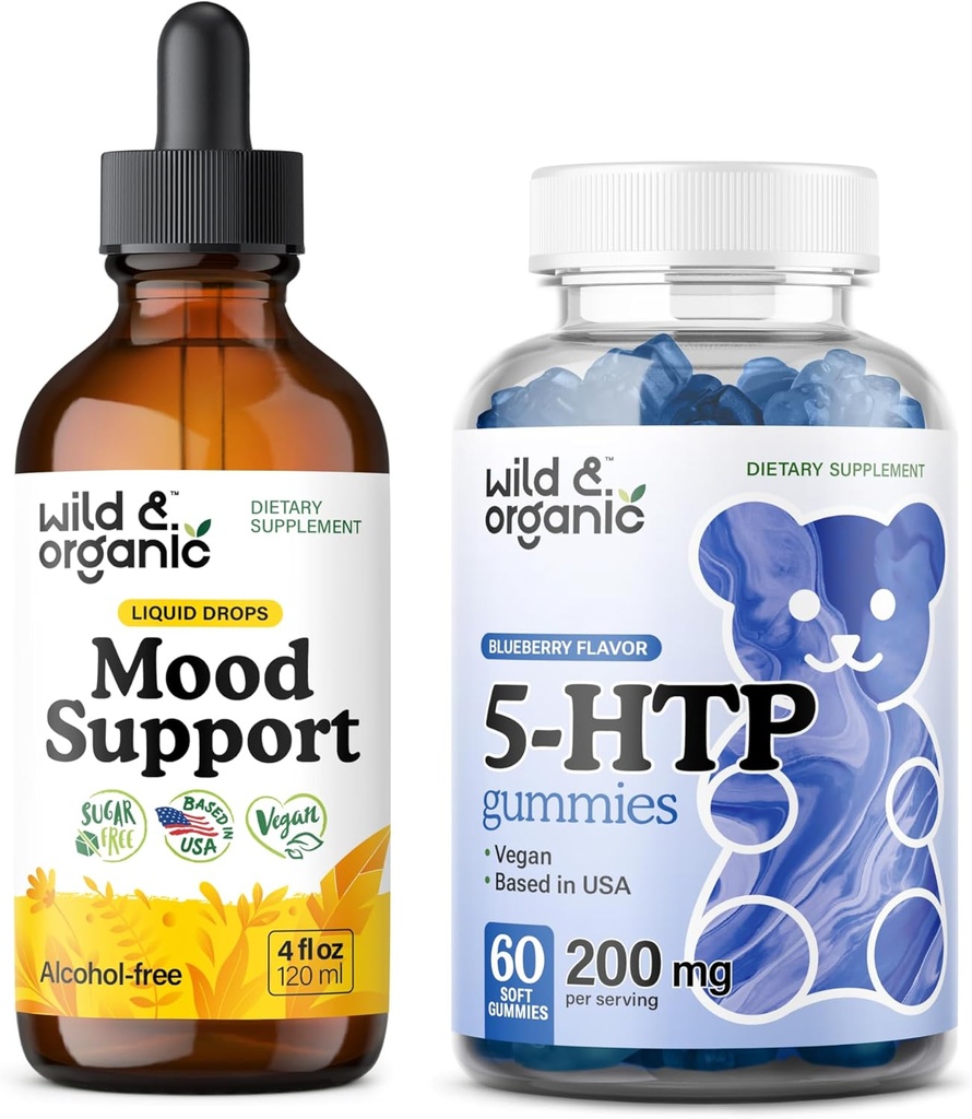 Wild & Organic Mood Support Tincture 4 fl oz & 5-HTP Gummies 2