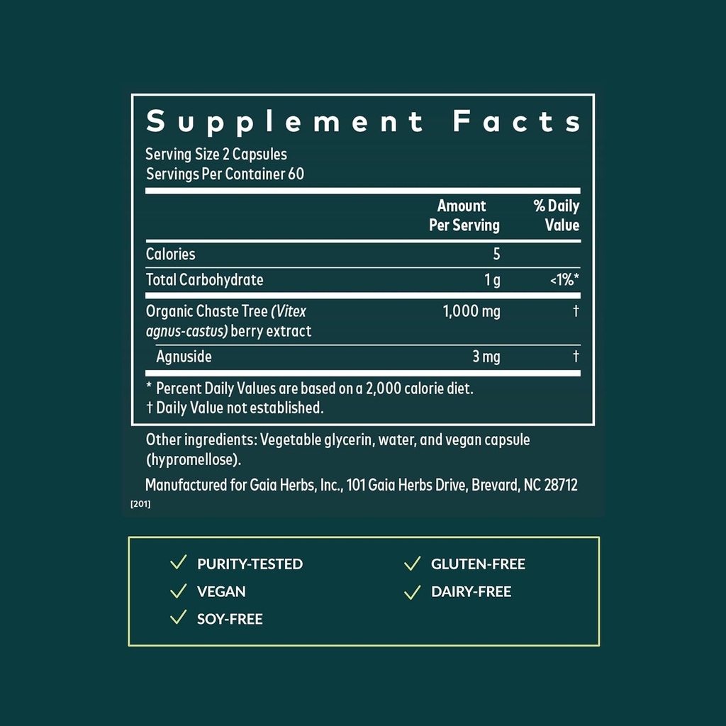 Gaia Herbs Vitex Berry - Supports Hormone Balance & Fertility for Women - Healthy Progesterone for Menstrual Health - 120 Vegan Caps (60-Day Supply) 4