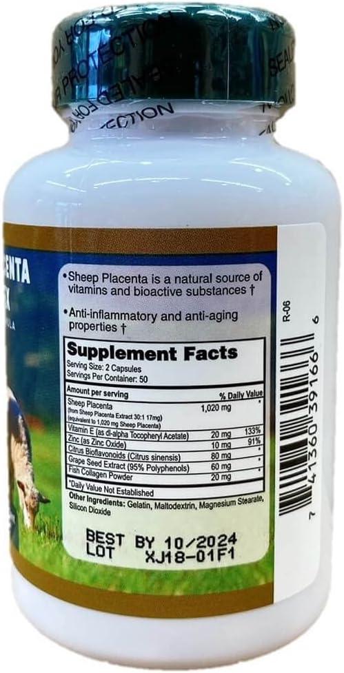 4 bottles Sheep Placenta Complex 100 Capsules/bottle, Make In USA, FRESH, Faster shipping !! 5