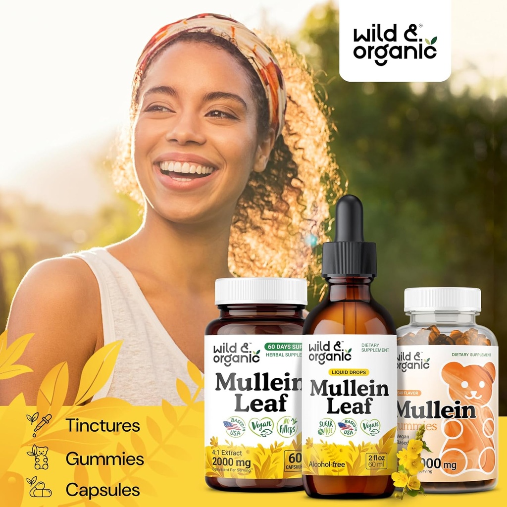 Wild & Organic Mullein Tincture 2 fl oz & Mullein Gummies 60 Count 5
