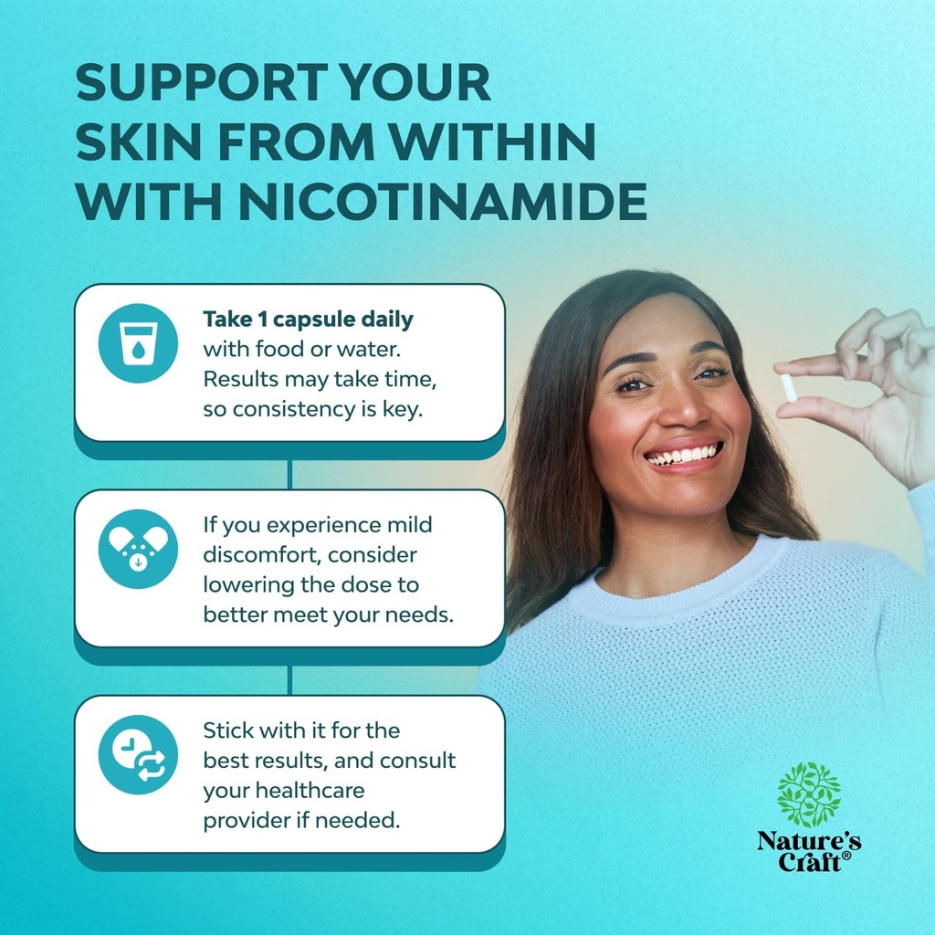 Vitamin B3 Niacinamide 500mg Capsules - Mitochondrial Energy and Potent Skin Supplement - AKA Vitamin B3 Niacin 500mg Flush Free and Nicotinamide 500mg - Flush Free Niacin Supplement - 180 Count 6