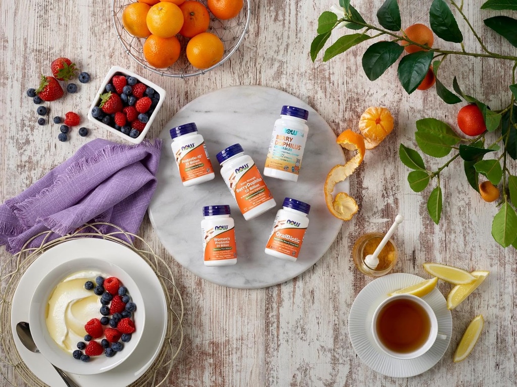 NOW Foods Supplements, BerryDophilus™ with 2 Billion, 10 Probiotic Strains, Xylitol Sweetened, Strain Verified, 60 Chewables, packaging may vary 6