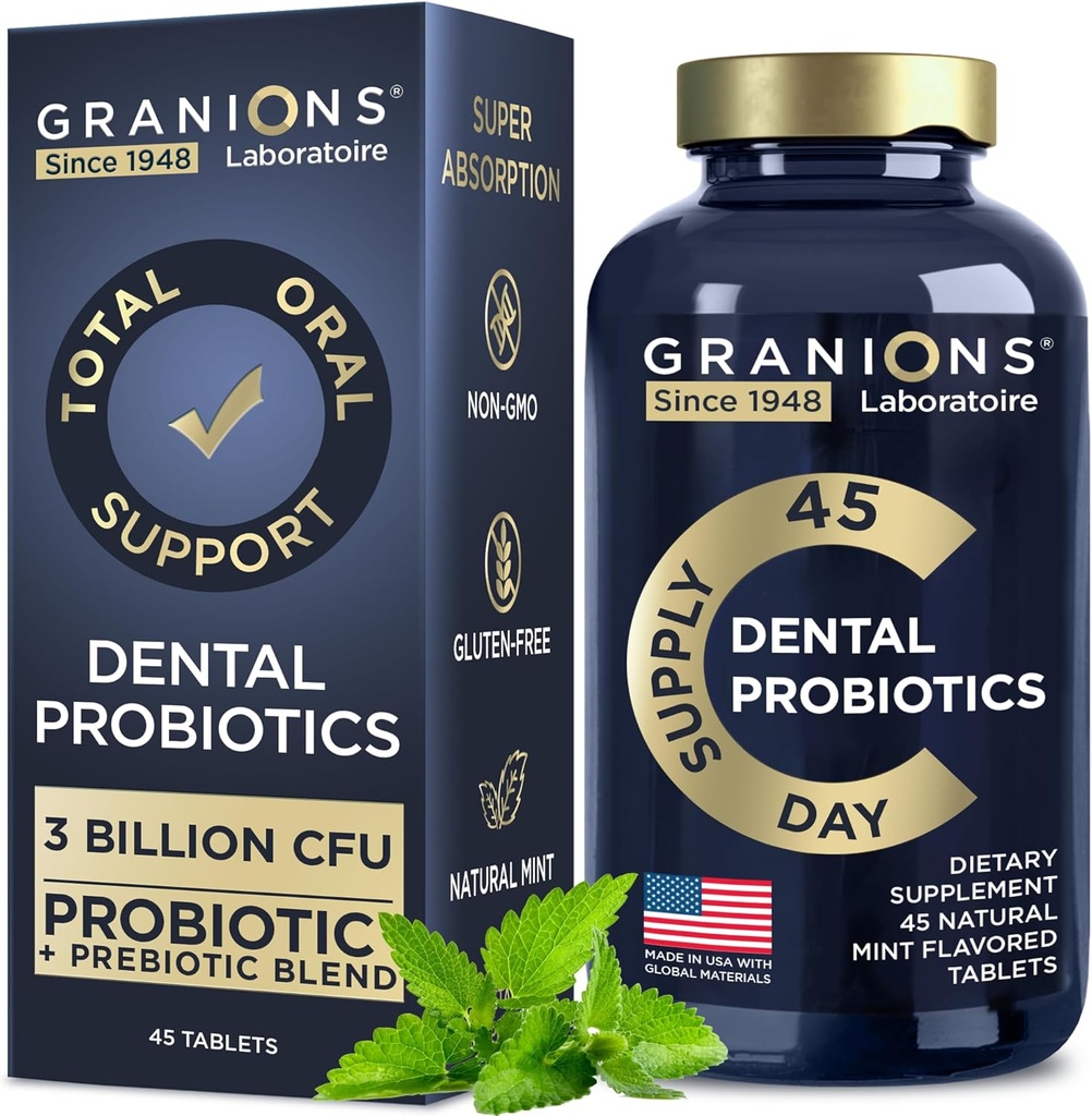 Dental Probiotics for Teeth and Gums - Fresh Breath Lactobacillus Salivarius Probiotic for Women and Men - Oral Probiotics for Mouth Bad Breath Dental Probiotic for Mouth Health - 45 Mint Tablets 2