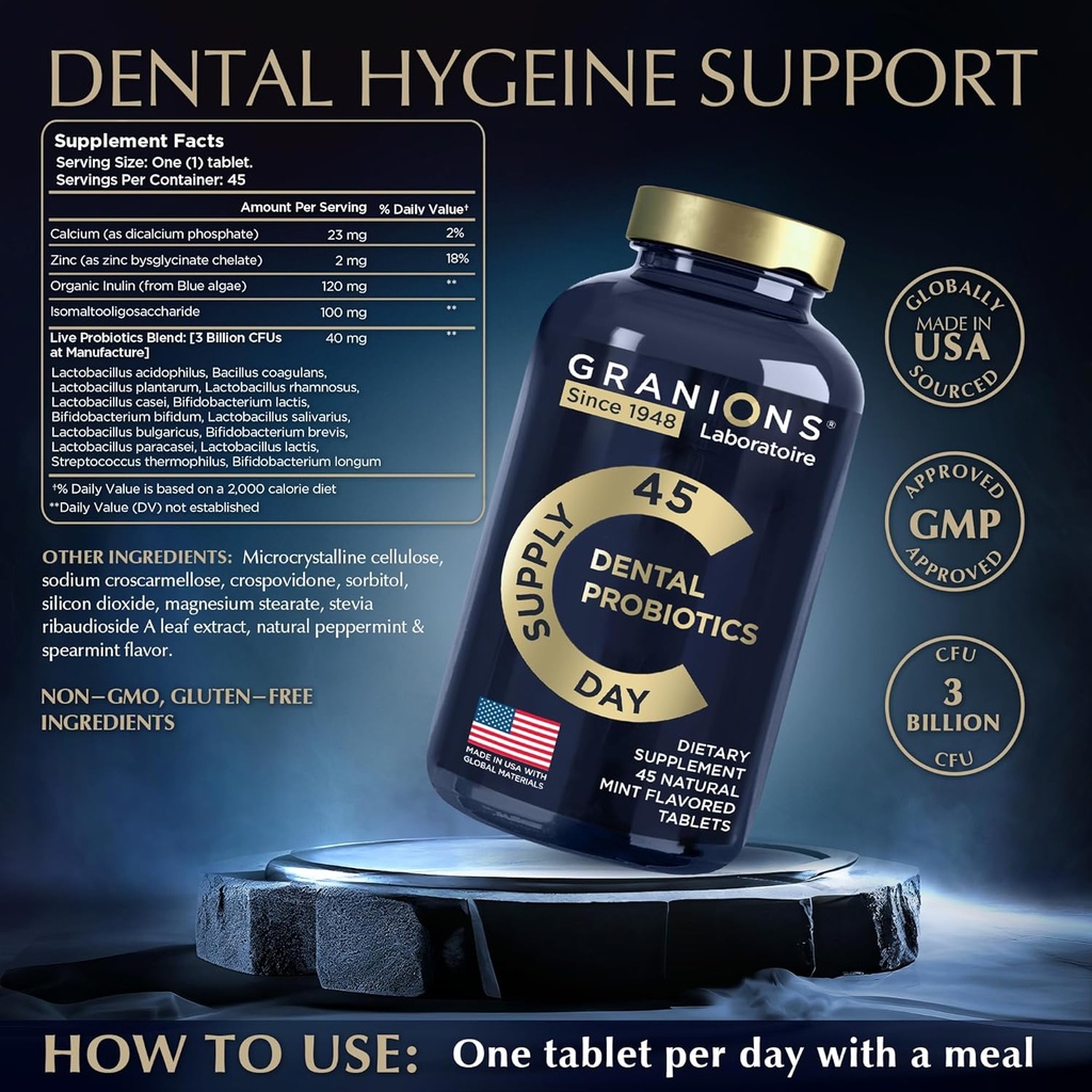 Dental Probiotics for Teeth and Gums - Fresh Breath Lactobacillus Salivarius Probiotic for Women and Men - Oral Probiotics for Mouth Bad Breath Dental Probiotic for Mouth Health - 45 Mint Tablets 6