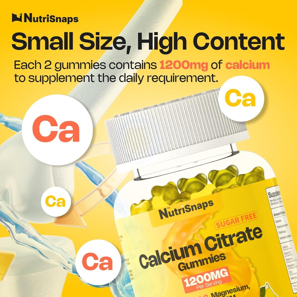 Sugar Free Calcium Citrate Gummies 1200mg with Vitamin D3 K2, Magnesium, Zinc, MSM for Men & Women, Bone, Muscle, Immune Support, Ultimate Absorption Calcium Supplement, Vegan, 60 Count 6
