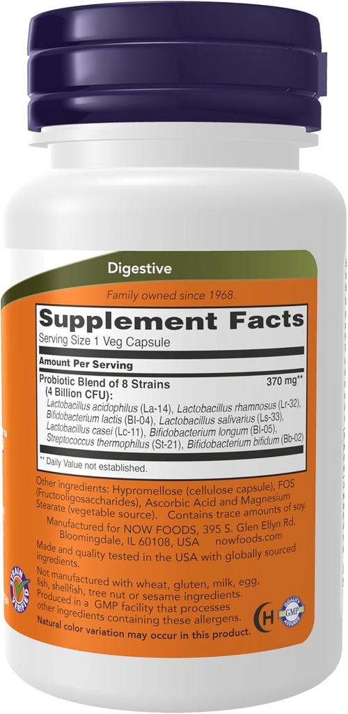 NOW Foods Supplements, Gr8-Dophilus™with 8 Strains & 4 Billion Potency, Shelf Stable, 60 Veg Capsules 3