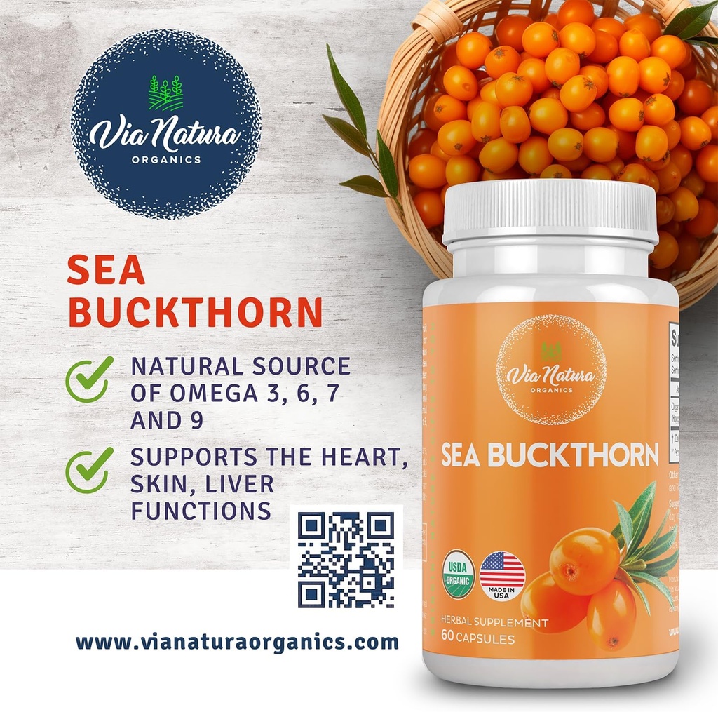 Sea Buckthorn Capsules 1000mg | Organic Herbal Supplement | Natural Source of Omega 3, Omega 6, Omega 7 and Omega 9 | 60 Capsules 4
