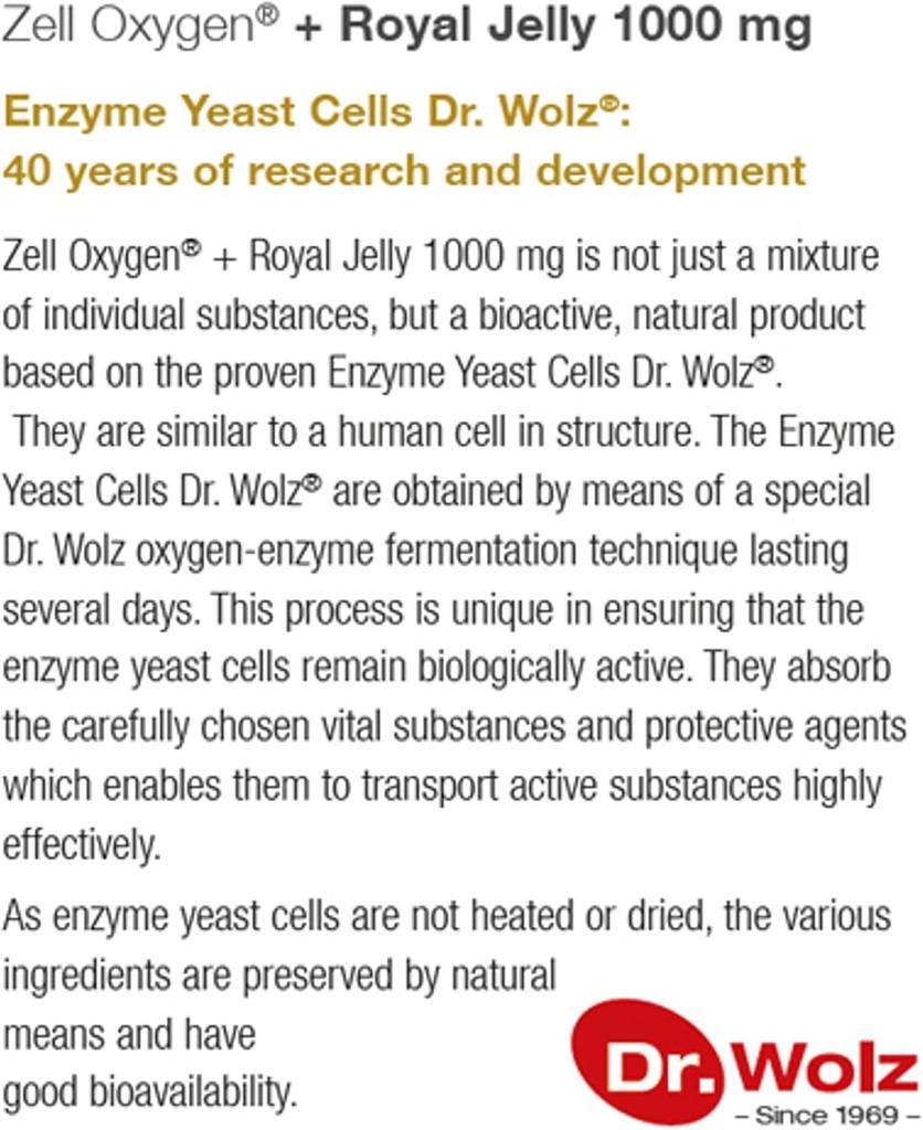 Dr. Wolz Zell Oxygen + Royal Jelly 1000 mg Supplement (14 Vials) Pure Bee Gold, Vitamin B, Biotin | Energy Metabolism Booster | Help Restore Healthy, Radiant Skin 3