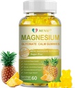 Magnesium Glycinate Gummies 400mg, Sugar Free Magnesium Taurate, Malate Supplement with Vitamin D, B6, CoQ10 for Relaxation, Stress Relief, Muscle, Bone & Sleep Support- 60 Pineapple Gummies 2