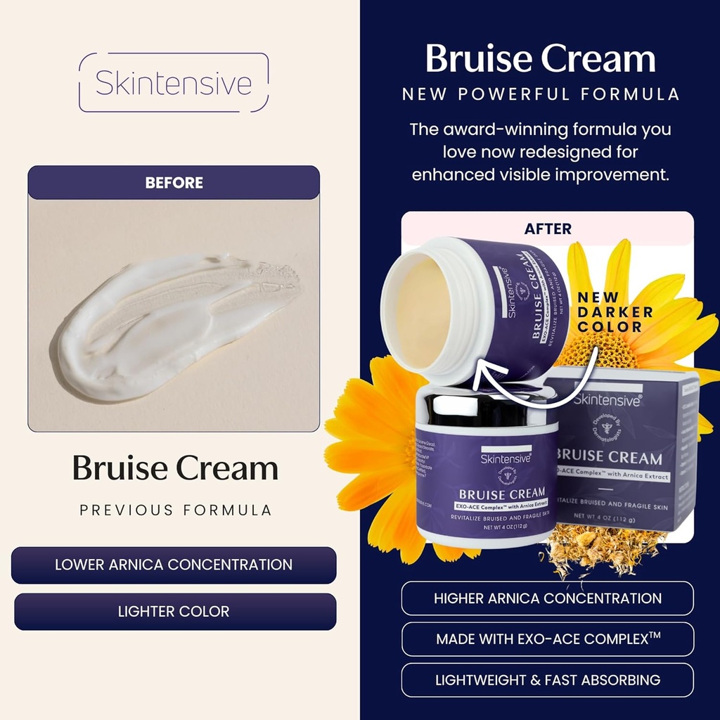 SKINTENSIVE Arnica Bruise Cream for Thin Skin - Moisturizing, Vitamin K C and E, Skin Renewal, 4 Oz 3
