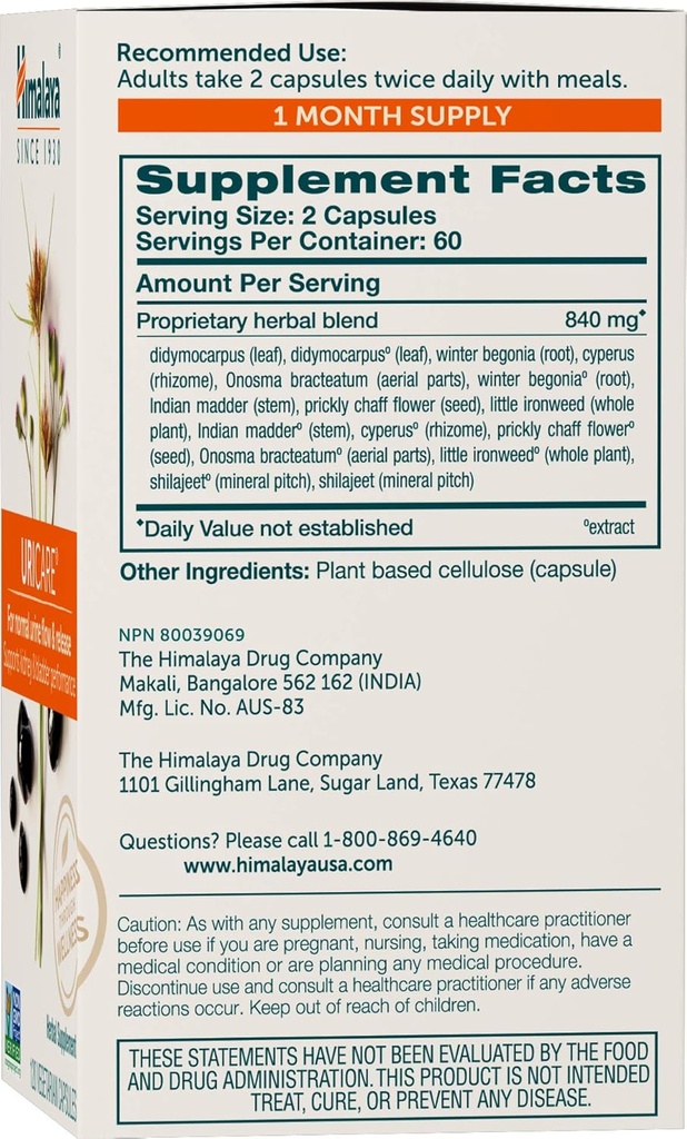 Himalaya UriCare – Herbal Kidney & Bladder Support with Shilajeet, Didymocarpus & Pasanabheda – Promotes Urinary Tract Health & Comfortable Urine Flow – Non-GMO, Gluten-Free, Vegetarian – 120 Capsules 3