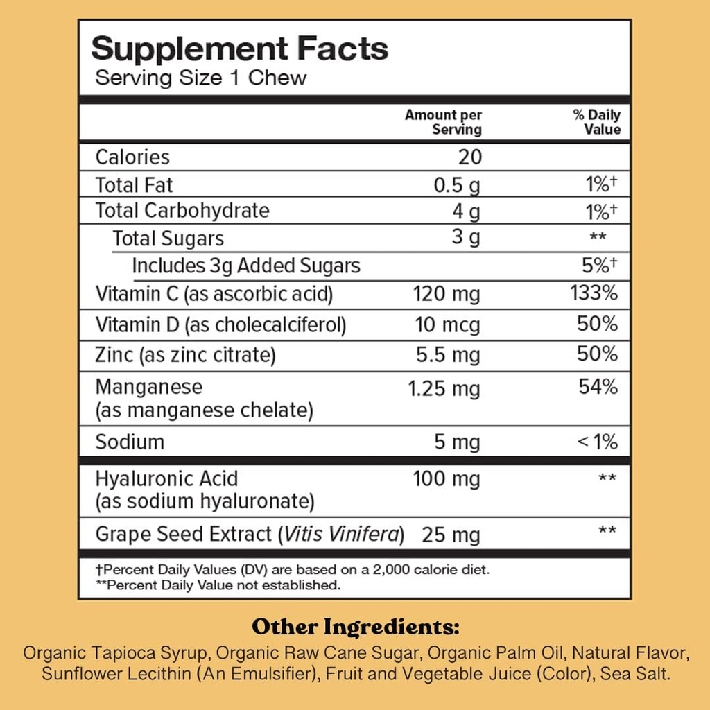 Chewsy Youthful Skin, Fruity Chews Vitamins, Radiance & Hydration Formula, Hyaluronic Acid, Grape Seed Extract, Antioxidants & Minerals, Vitamins Raspberry Lemonade Flavor 30-Day Supply 3