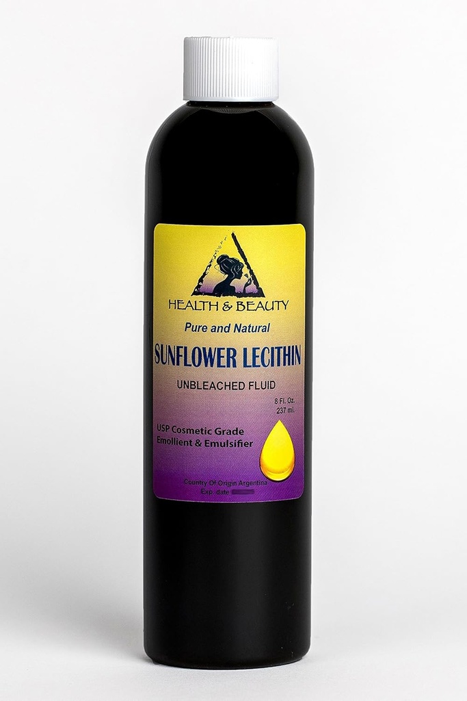 Lecithin Sunflower Unbleached Fluid Liquid Emulsifier Emollient Stabilizer Pure 12 oz 6