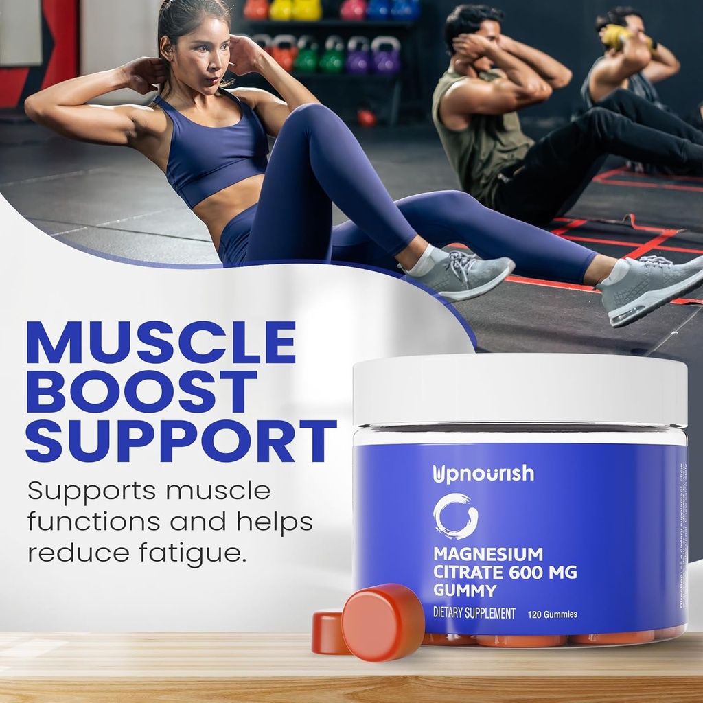 UpNourish Magnesium Gummies for Adults & Kids Magnesium Citrate Gummies 600mg, Calm Supplement for Muscle Relaxation, Bone and Digestive Health, Citrato de Magnesio, Vegan, Non-GMO, 120 Count 3