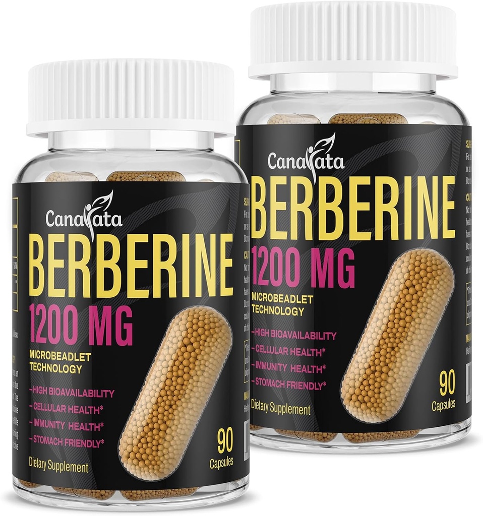 Berberine Supplement 1200mg - High Bioavailability Berberine HCL Microbeadlets,GLP-1 & AMPK Activator for Women Men 90 Vegan Capsules 2