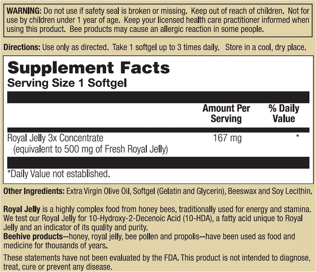 Honey Gardens Premier One Royal Jelly 500mg | 60 CT 3