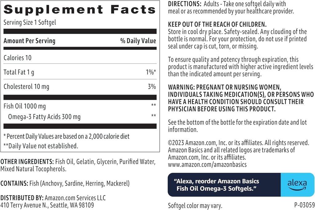 Basics Fish Oil Omega-3 1000 mg, 90 Softgels (1 per Serving), Gluten Free (Pack of 2) 5