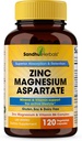 SANDHUHERBALS Zinc Magnesium Aspartate Supplement 120 Capsules| with Vitamin B6 & Zinc | High Absorption, Sleep and Immune Support | for Men & Women 2