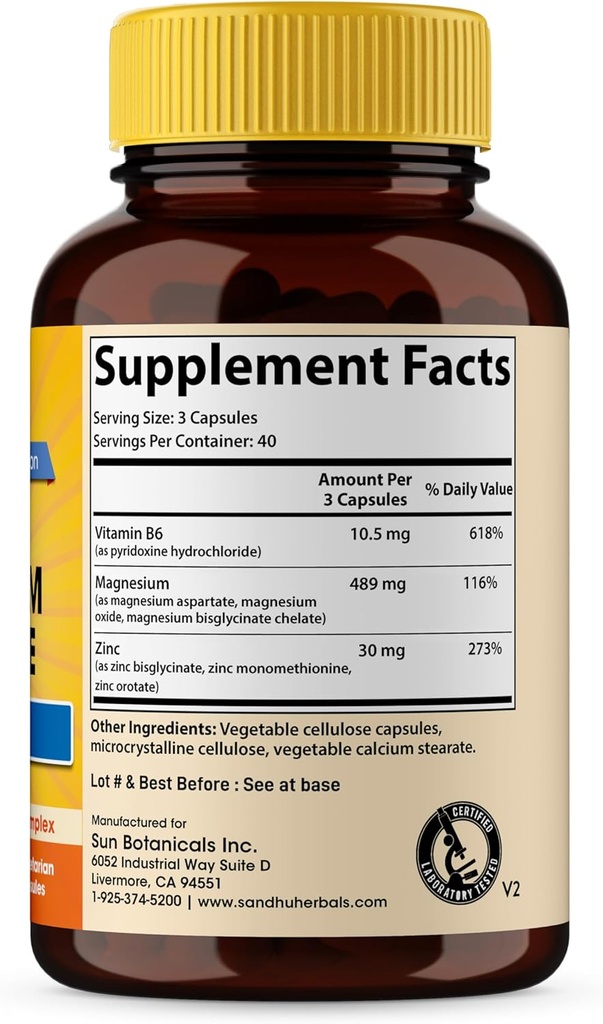 SANDHUHERBALS Zinc Magnesium Aspartate Supplement 120 Capsules| with Vitamin B6 & Zinc | High Absorption, Sleep and Immune Support | for Men & Women 3