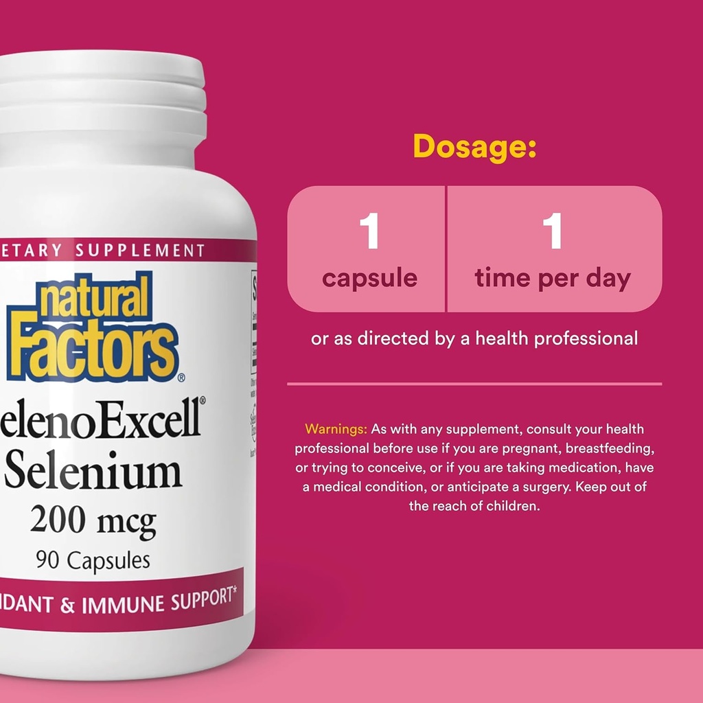 Natural Factors, SelenoExcell Selenium 200mcg, Antioxidant & Immune Support, 90 Capsules 4
