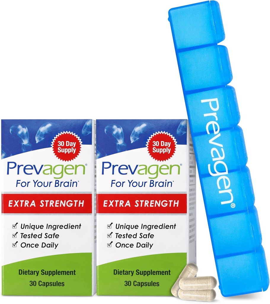 Prevagen Extra Strength - 60 Capsules (2 Month Supply) | Formulated for Your Brain | 20mg of Apoaequorin Plus Vitamin D3 with 7-Day Pill Minder 2