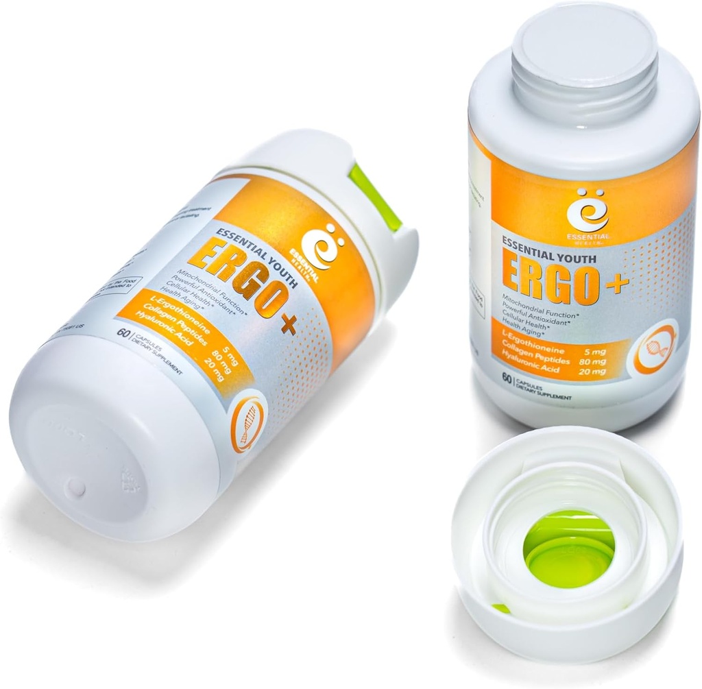 L-Ergothioneine with Collagen Peptides, Hyaluronic Acid, Vitamin C, and E - Advanced Antioxidant, Promotes Longevity & Healthy Aging – Gluten-Free, 60 Capsules (1 Pack) 6