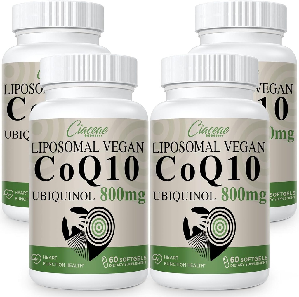 Liposomal CoQ10 800mg Ubiquinol Softgel, Max Absorption Ubiquinol Coenzyme Q10, Ubiquinol CoQ10 Supplement for Antioxidant, Heart Function & Energy Production, Pure CoQ10 800mg, 240 Vegan Softgels 2