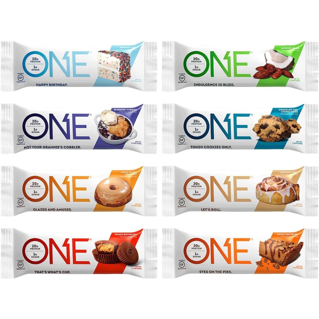 ONE Protein Bars, Sampler Variety Pack, Gluten Free with 20g Protein and 1g Sugar, Pantry Staples, 2.12 oz (8 Count) 2