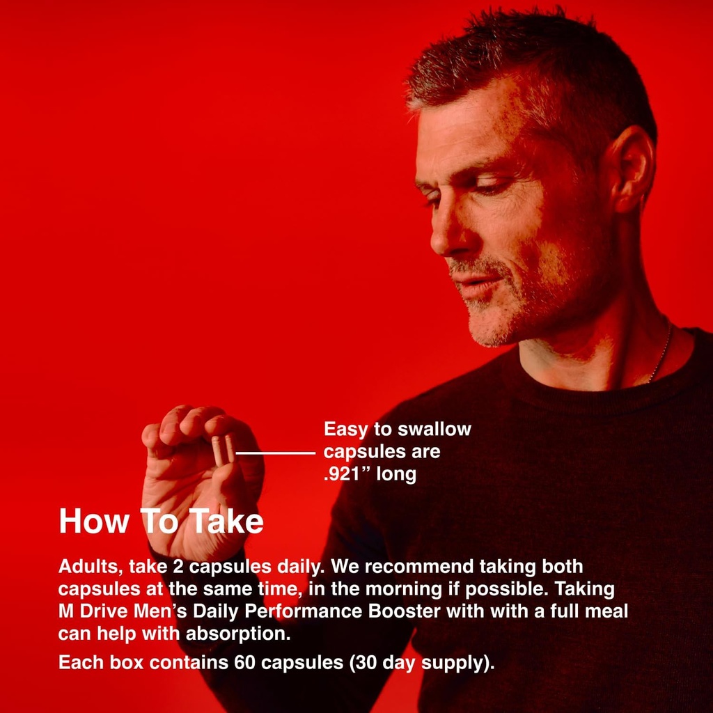 Mdrive Men's Daily Performance Complex Support Supplement for Men - Ashwaghanda, Tongkat Ali, Ginseng, Maca & Vitamin D, 60 Capsules, 30 Day Supply 4