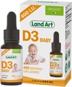 Land Art - Certified Organic Vitamin D3 Drops Baby – 400 IU per Drop – 490 Servings – Supports Bone & Teeth Development – Vitamin D Drops for Infants & Toddlers – GMO-Free - Gluten-Free – 0.45 fl oz 2