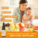 Land Art - Certified Organic Vitamin D3 Drops Baby – 400 IU per Drop – 490 Servings – Supports Bone & Teeth Development – Vitamin D Drops for Infants & Toddlers – GMO-Free - Gluten-Free – 0.45 fl oz 3