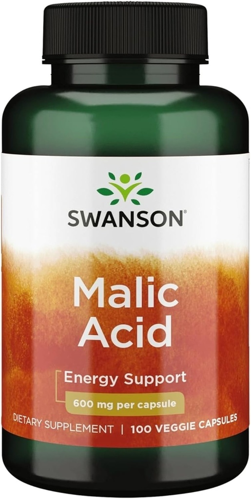 Swanson Malic Acid - Natural Supplement Promoting Cellular Energy Production - Supplement Formula to Help Nourish & Energizes Muscles - (100 Veggie Capsules, 600mg Each) 2