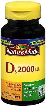 Nature Made Vitamin D3 2000 IU Tablets 100 ea (Pack of 2) 2