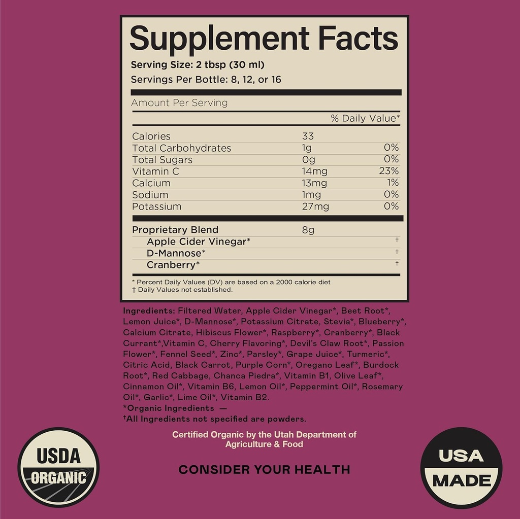 Complete Natural Urinary Tract Complete 12oz - Liquid Supplement for Urinary Tract Health with Organic Cranberry, D-Mannose, Beet Root, Fennel Seed, and Turmeric 3