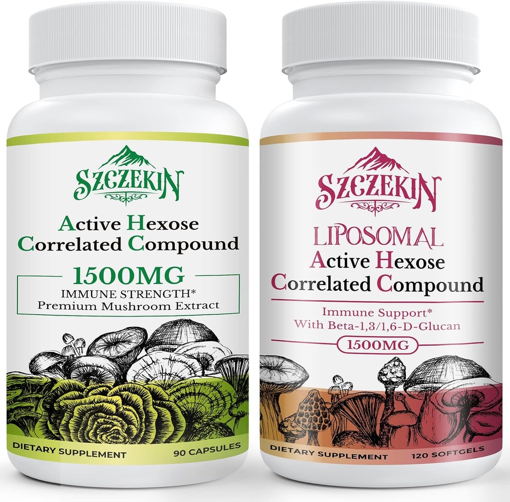 Active Hexose Correlated Compound 1500 mg Supplement 90 Capsules Bundle with 1500mg Liposomal Active Hexose Correlated Supplement 120 SoftGels 2
