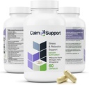 CalmSupport: Stress & Relaxation Support - Ashwagandha, Passion Flower, Valerian Root, Ginger, GABA, Velvet Bean, Motherwort, Oat Seed, Phyllanthus, L-Theanine, L-Tryptophan, Folate, C,B1,B6,B12,Zinc 2