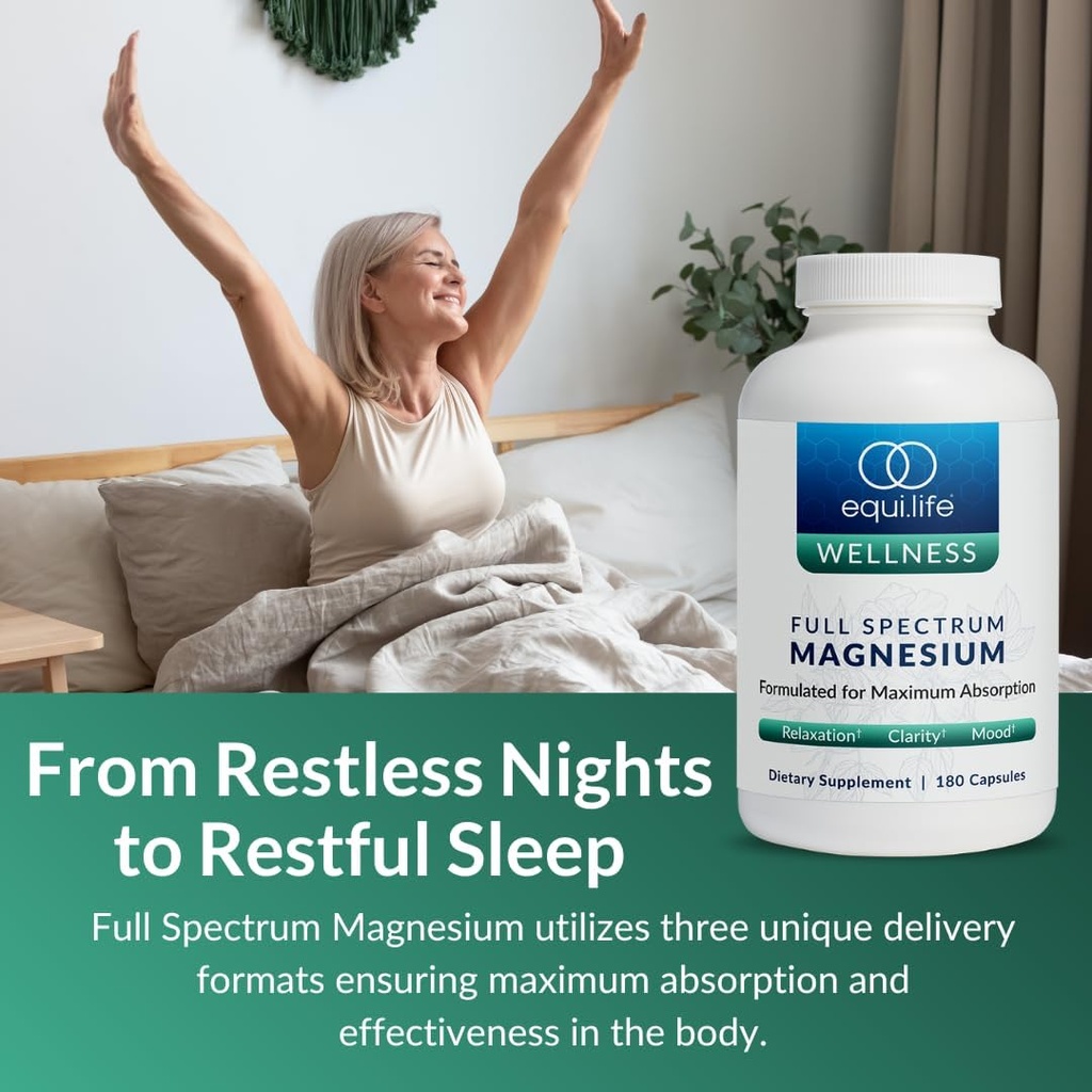 Equilife Full Spectrum Magnesium Supplement, Magnesium Glycinate, Citrate, & Malate, Bioavailable Mineral Blend, Dairy, Soy, & Gluten Free, Vegan, Non GMO, 180 Capsules 6