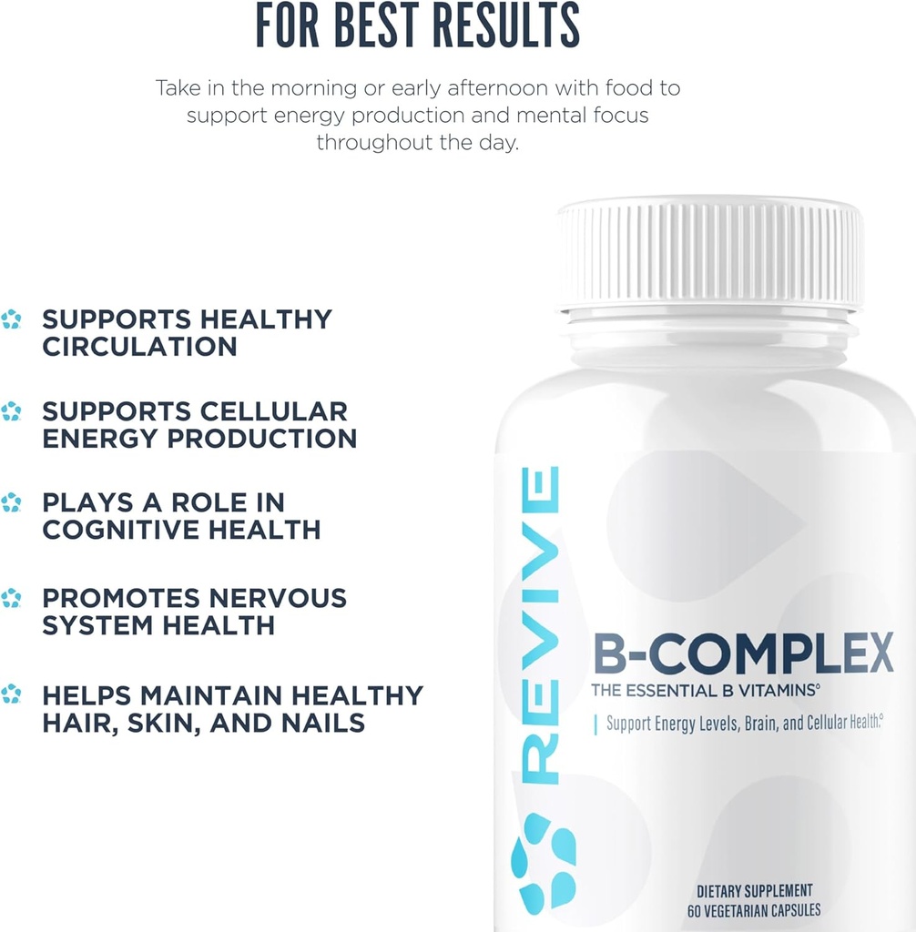 Revive MD Vitamin B Complex Capsules - Supports Heart Health & Immune System - B-Complex Vitamin Supplement for Women & Men - Vitamin B12 Complex Promotes Healthy Brain Function & Boosts Energy 5