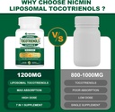 1200MG Vitamin E Tocotrienols Liposomal Tocotrienols Supplement with Phosphatidylcholine, 95% Delta-tocotrienols and 5% Gamma-tocotrienols, High Absorption for Heart, Brain Function 60 Capsules 4